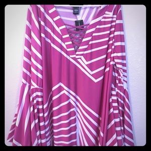 NWT pink and white blouse by Ashley Stewart